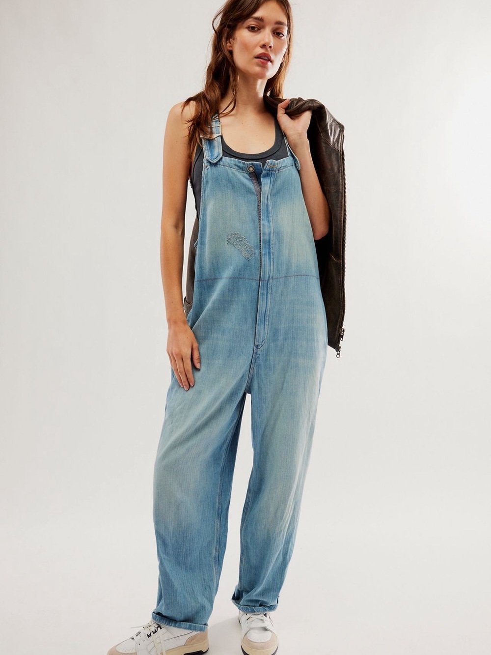 We The Free Light Blue Denim Relaxed Overalls Jumpsuit